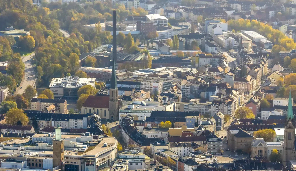 Foto: Eine Luftaufnahme der Böhmerstraße, in der die Hagener Ausländerbehörde liegt.