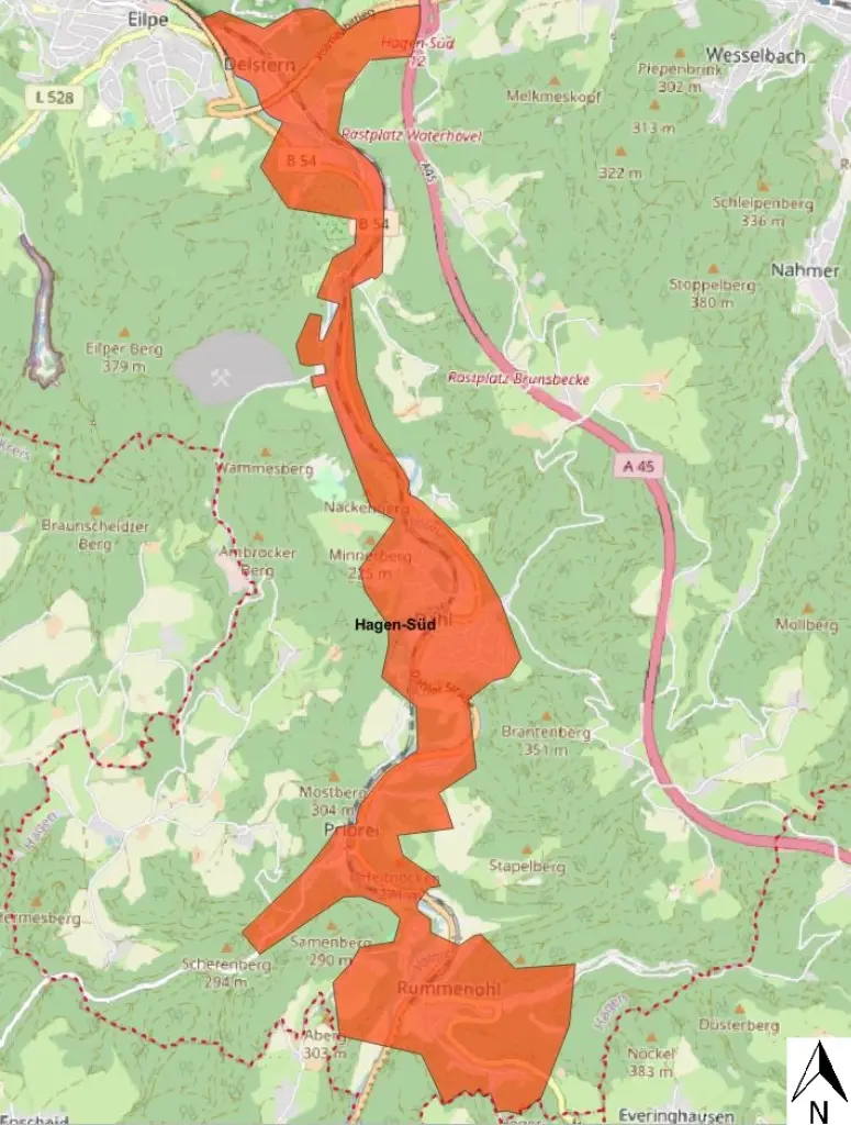 Grafik: Das Ausbaugebiet Hagen-Süd