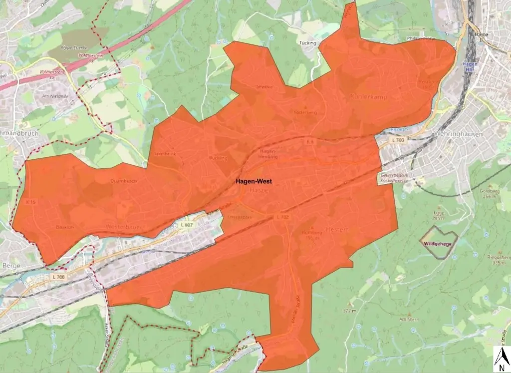 Grafik: Das Ausbaugebiet Hagen-West