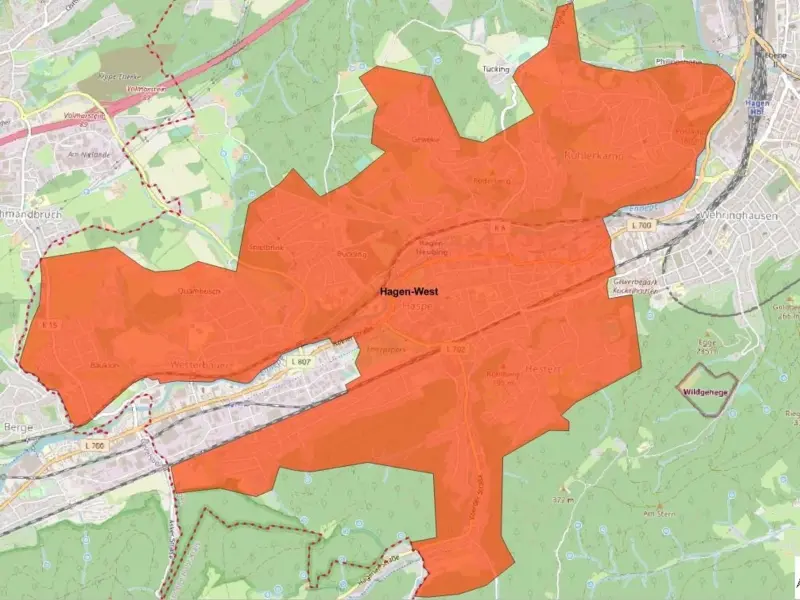 Grafik: Das Ausbaugebiet Hagen-West