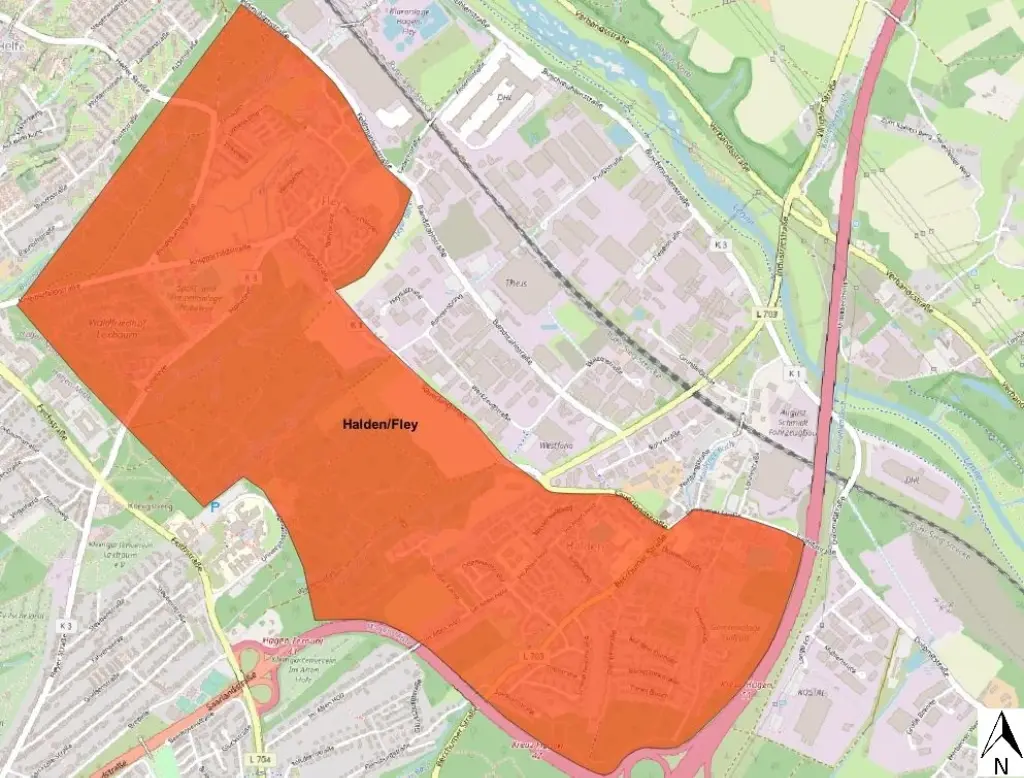 Grafik: Das Ausbaugebiet Halden/Fley