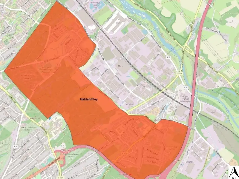 Grafik: Das Ausbaugebiet Halden/Fley