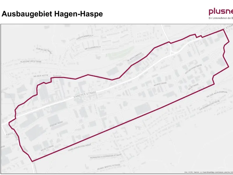 Grafik: Das Plusnet - Ausbaugebiet in Hagen-Haspe