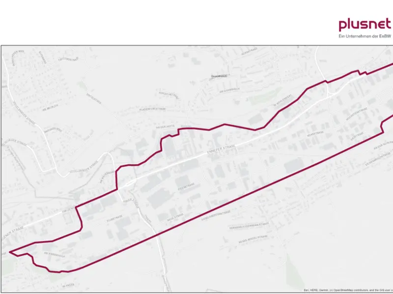 Grafik: Das Plusnet-Glasfaserausbaugebiet in Hagen-Haspe
