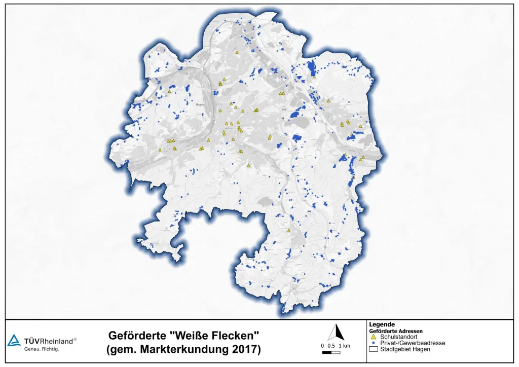 Übersichtskarte zum geförderten Breitbandausbau