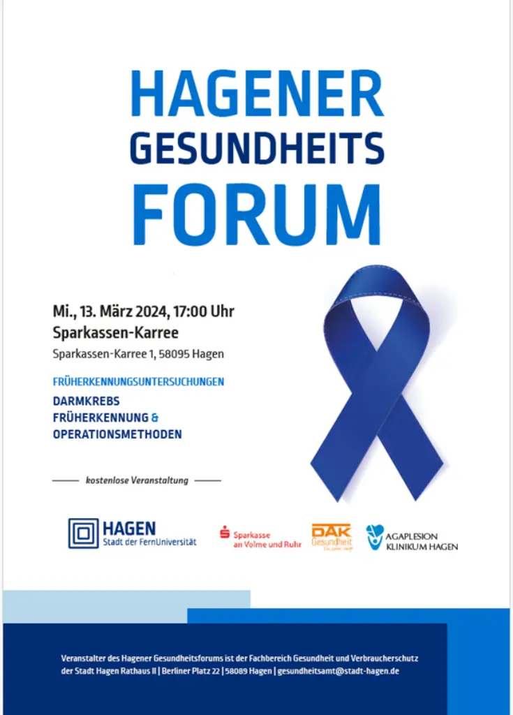 Veranstaltungsplakat Hagener Gesundheitsforum Darmkrebs