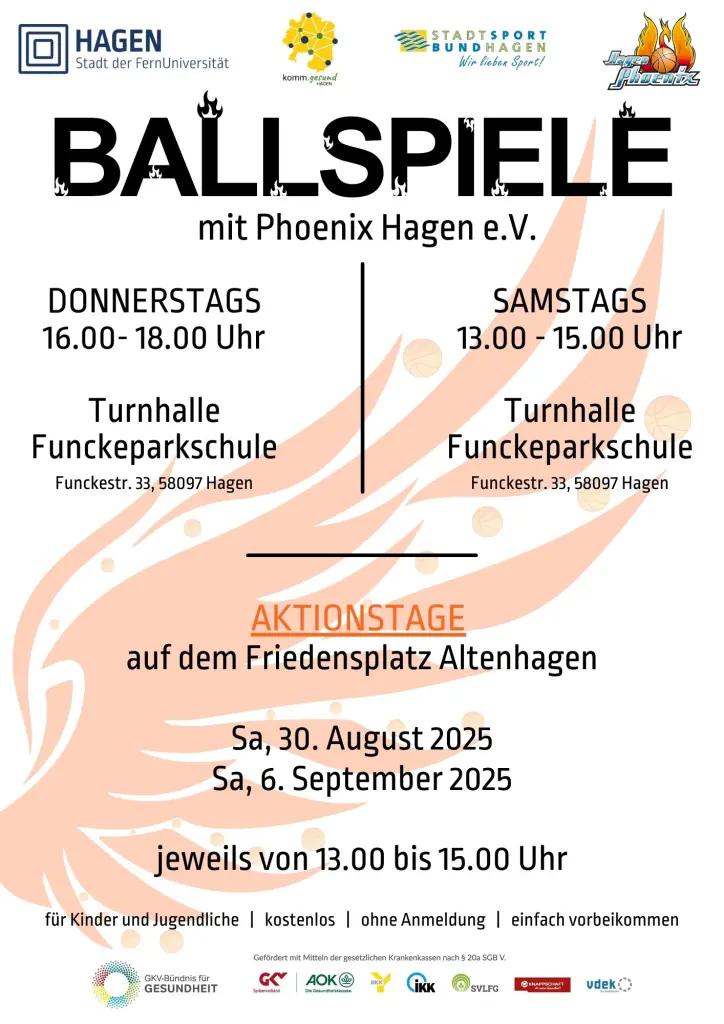 Grafik: Flyer zum Angebot "Ballspiele mit Phoenix"