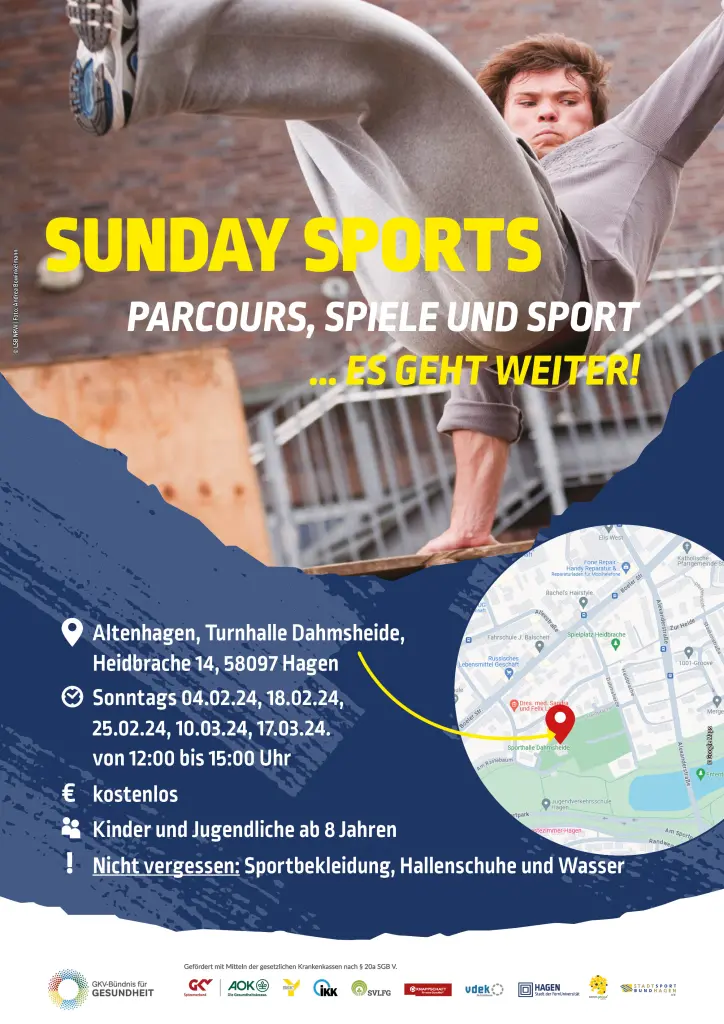 Grafik: Plakat vom Angebot "Sunday Sports"