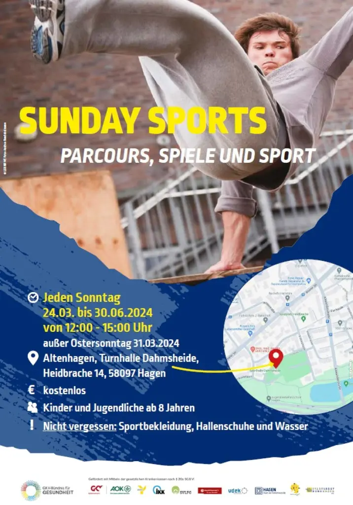 Grafik: Plakat zum Angebot "Sunday Sports"