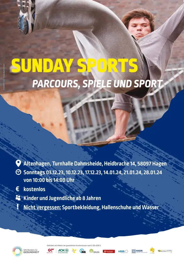 Grafik: Plakat zum Angebot "Sunday Sports"