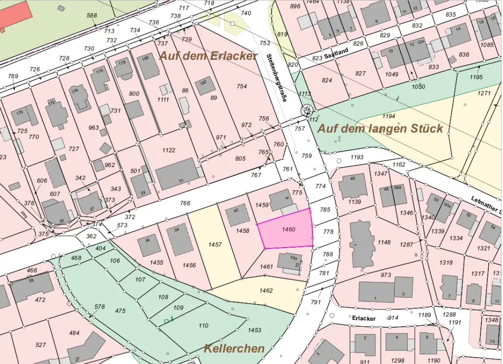 Lageplan des Baugrundst&uuml;ckes Steltenbergstra&szlig;e