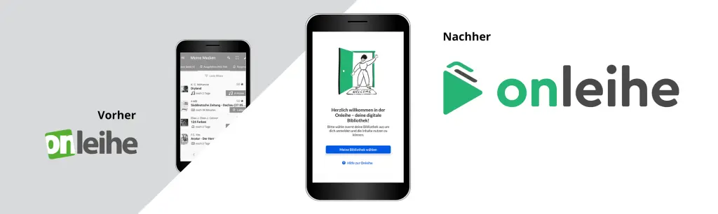 Vorher-Nachher-Darstellung der Onleihe 2.0 und der Onleihe 3.0