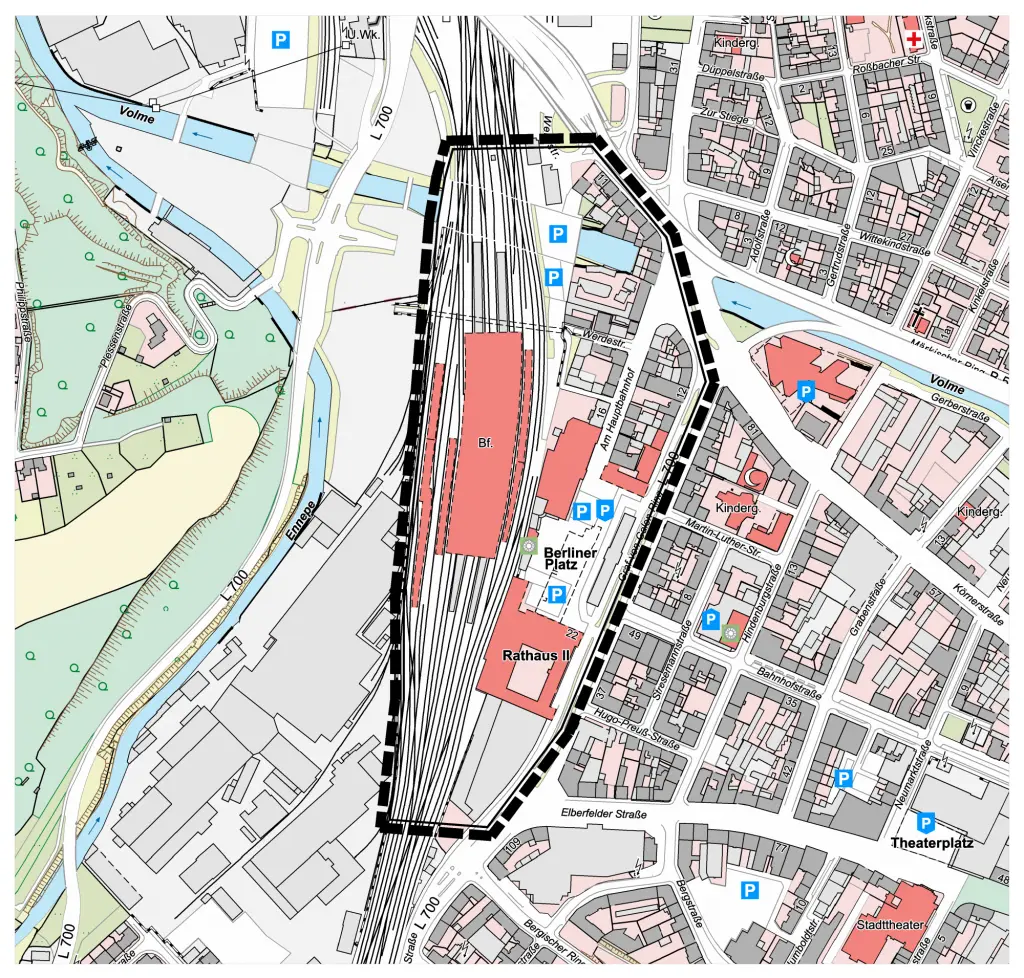 Karte: Räumliche Abgrenzung des "Urban Heat Labs" in der Hagener Eastside.