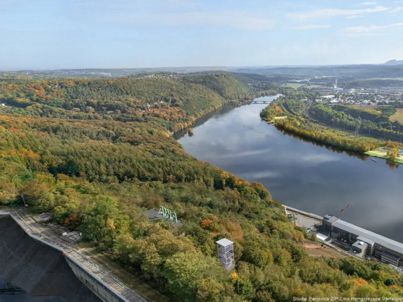 Foto: Der Entwurf einer Zipline über den Hengsteysee.