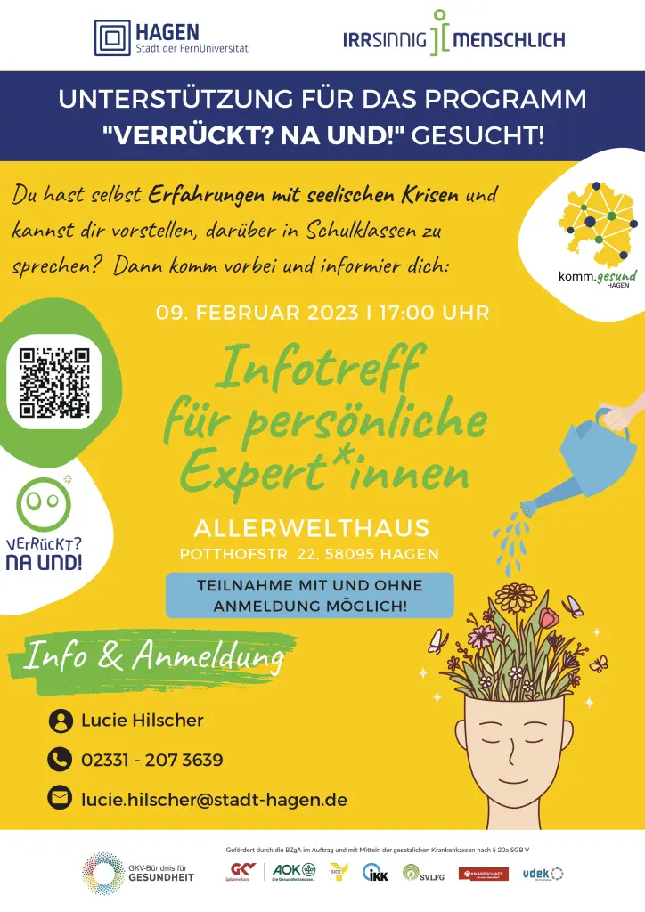 Grafik: Plakat zum Infotreff zu "Verrückt? Na und!"