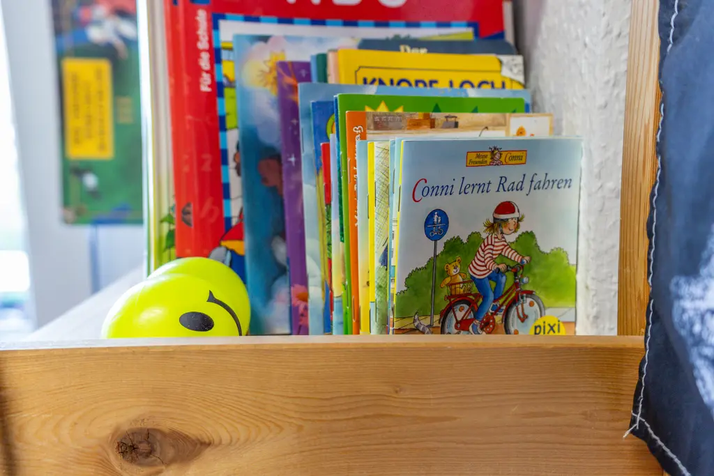 Foto: Eine Nahaufnahme eines Bücherregals mit Kinderbüchern.