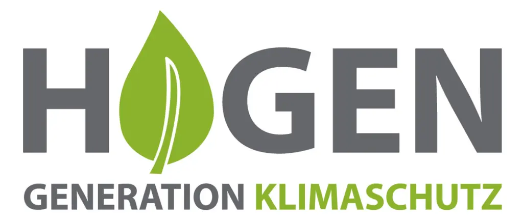 Logo: Das neue Logo des Klimaschutz-Claims mit einem Blatt im Namen.