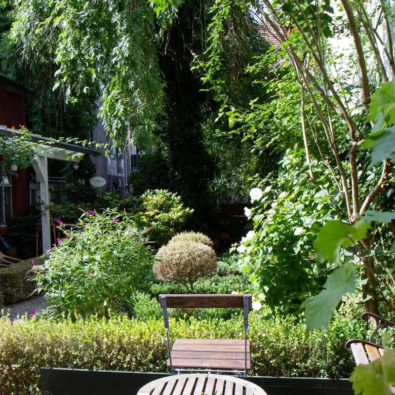Foto: Außenaufnahme aus dem Innenhof des Erzählcafés.