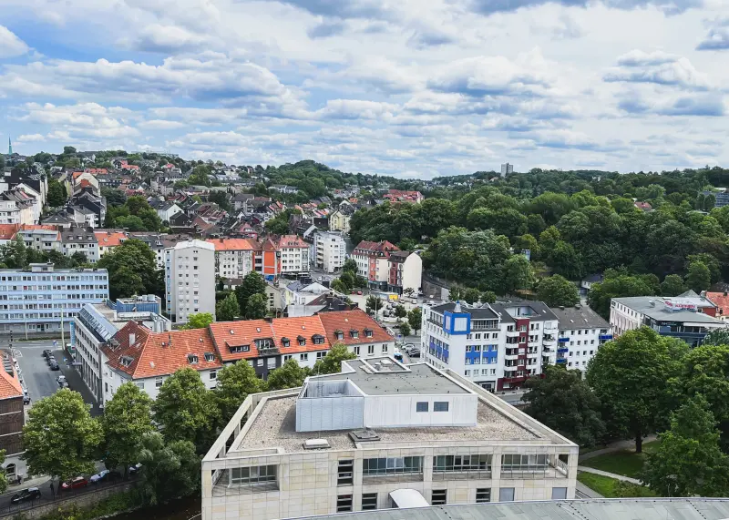 Die Hagener Innenstadt von oben.