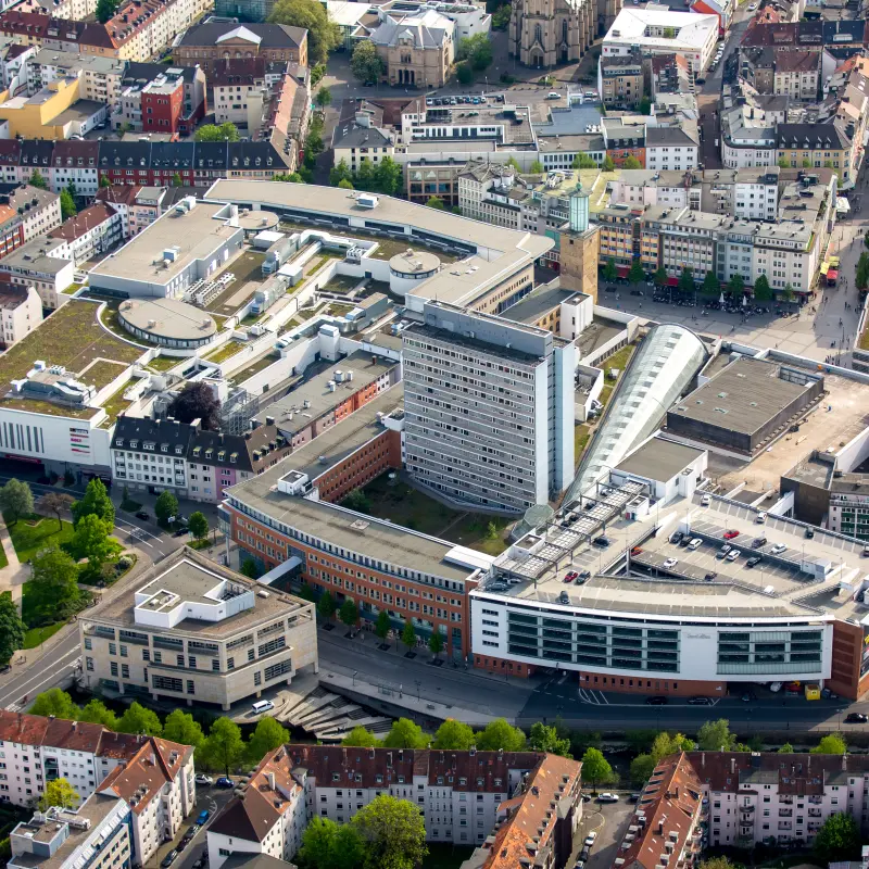 Foto: Luftbild der Hagener Innenstadt.