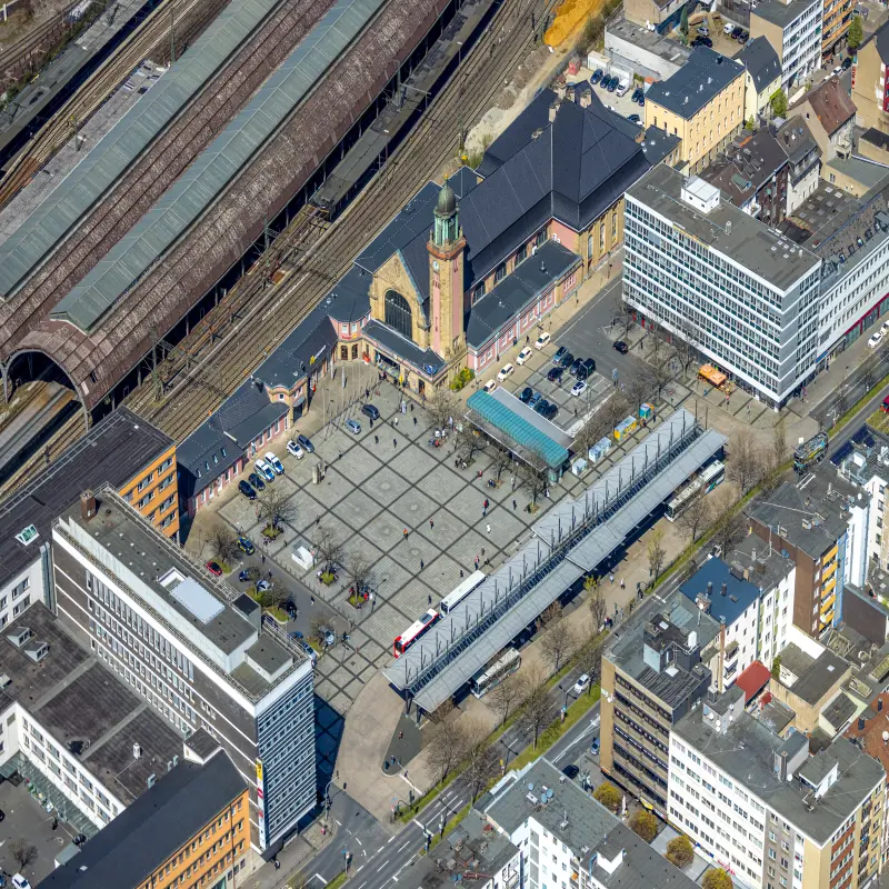 Foto: Ein Luftbild des Hagener Bahnhofvorplatzes.