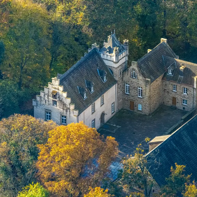Foto: Luftaufnahme des Wasserschloss Werdringen.