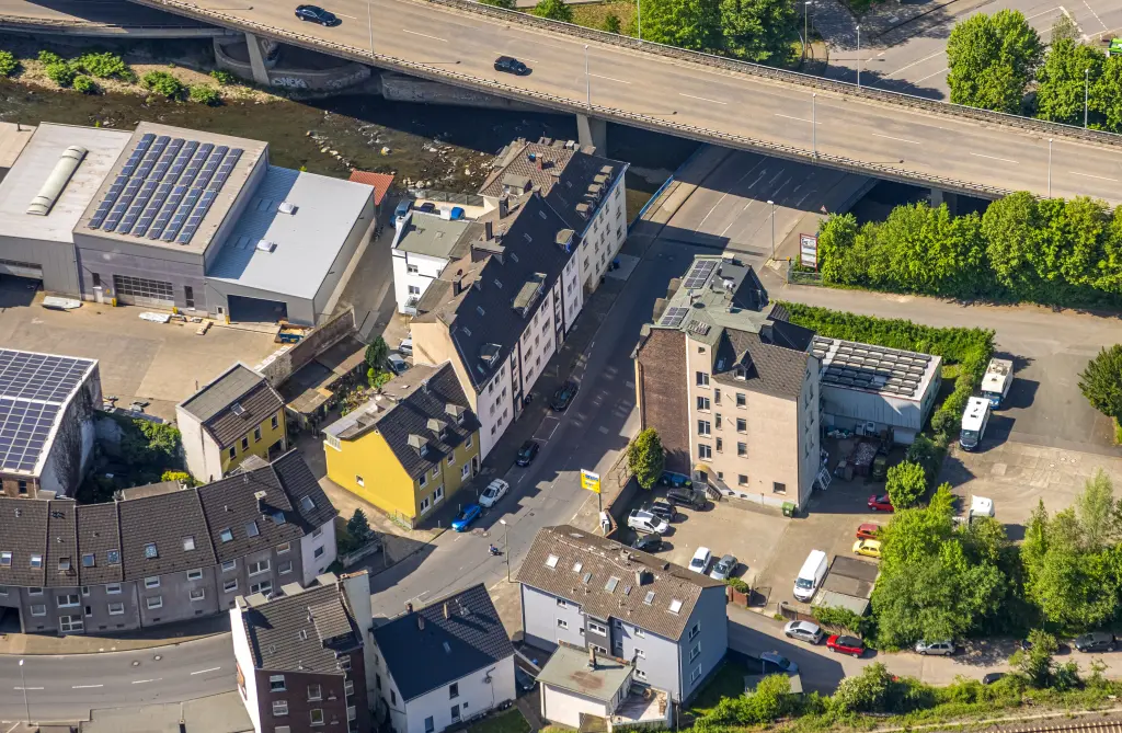 Foto: Luftbild des betroffenen Bereiches in der Delsterner Straße.