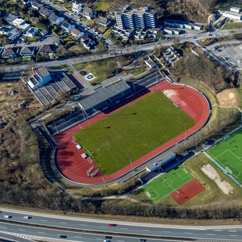 Foto: Luftbild der Sportpl&auml;tze am Kirchenberg.
