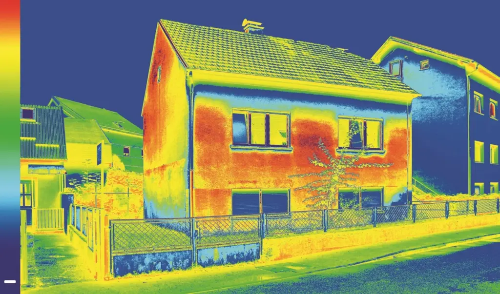 Foto: W&auml;rmebildgrafik eines Einfamilienhauses.
