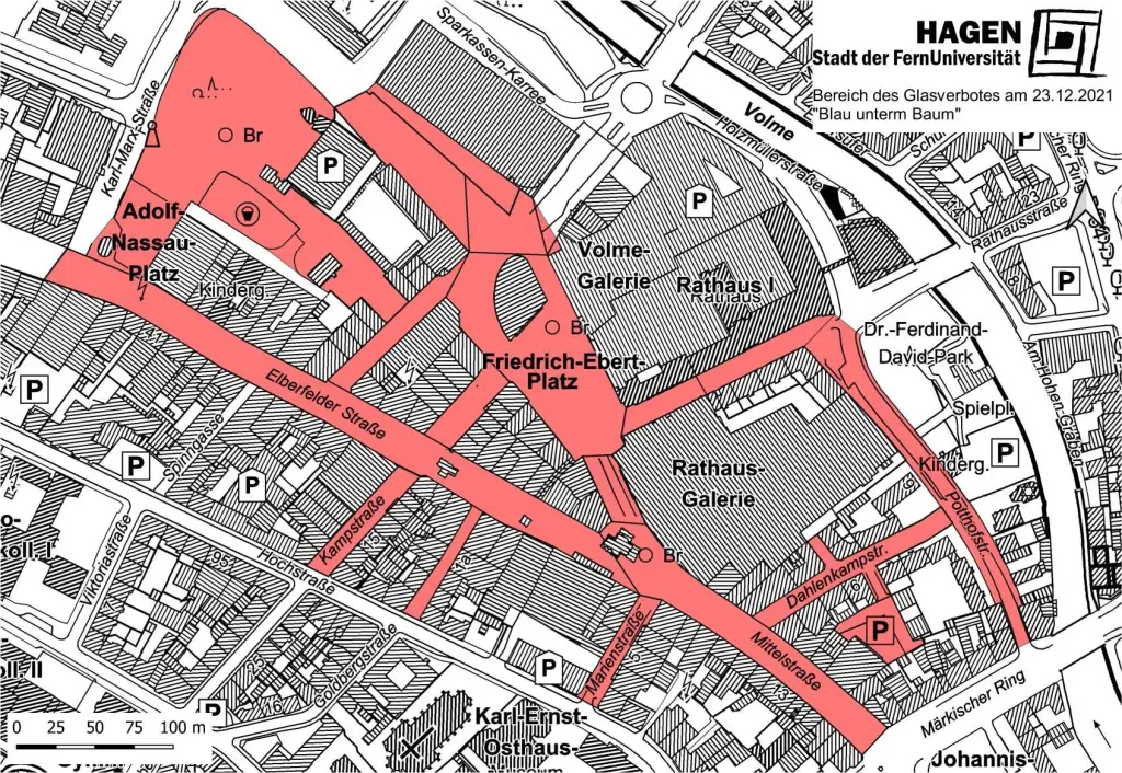Foto: Die Grafik stellt den Bereich des Glasverbots bei „Blau unterm Baum“ dar.
