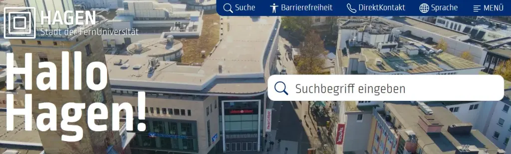 Foto: Der Startbildschirm der neuen Internetseite der Stadt Hagen.