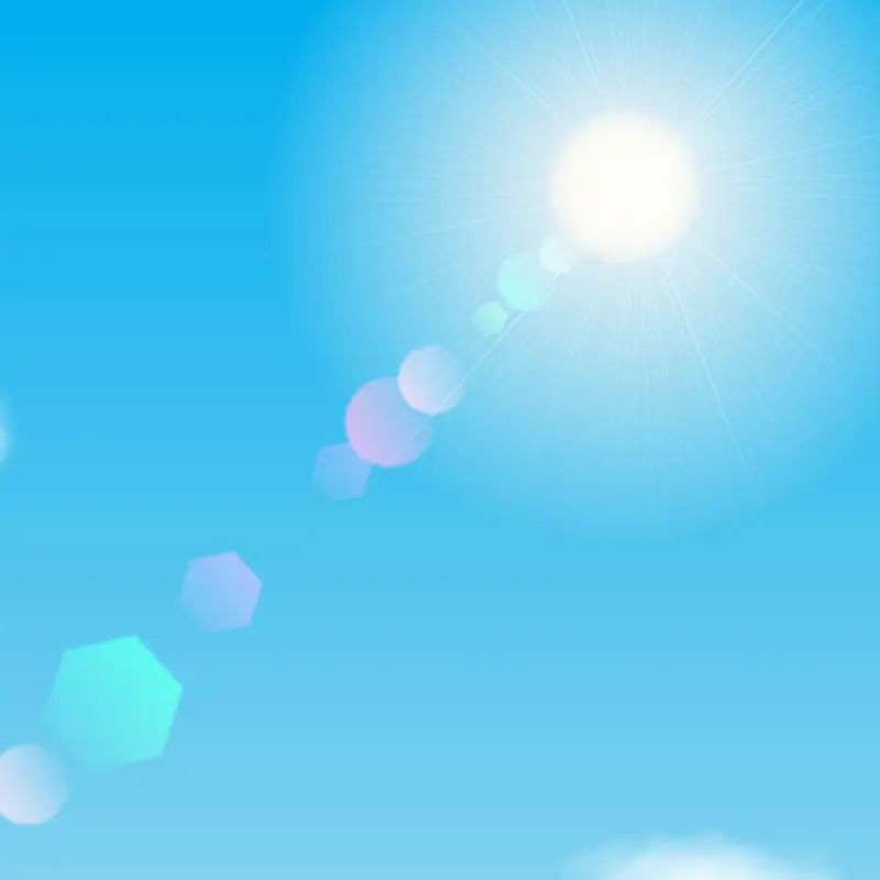 Foto: Symbildbild eines blauen Himmels mit strahlender Sonne.