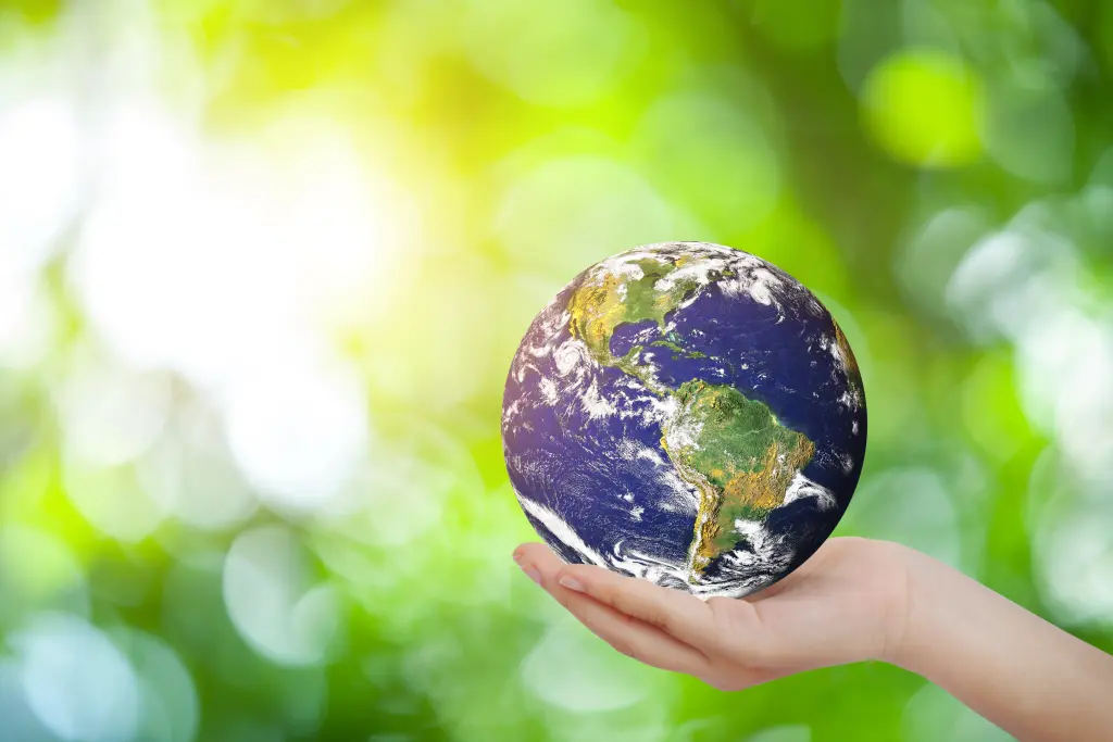 Foto: Stockfoto einer Hand, die eine kleine Erde h&auml;lt.