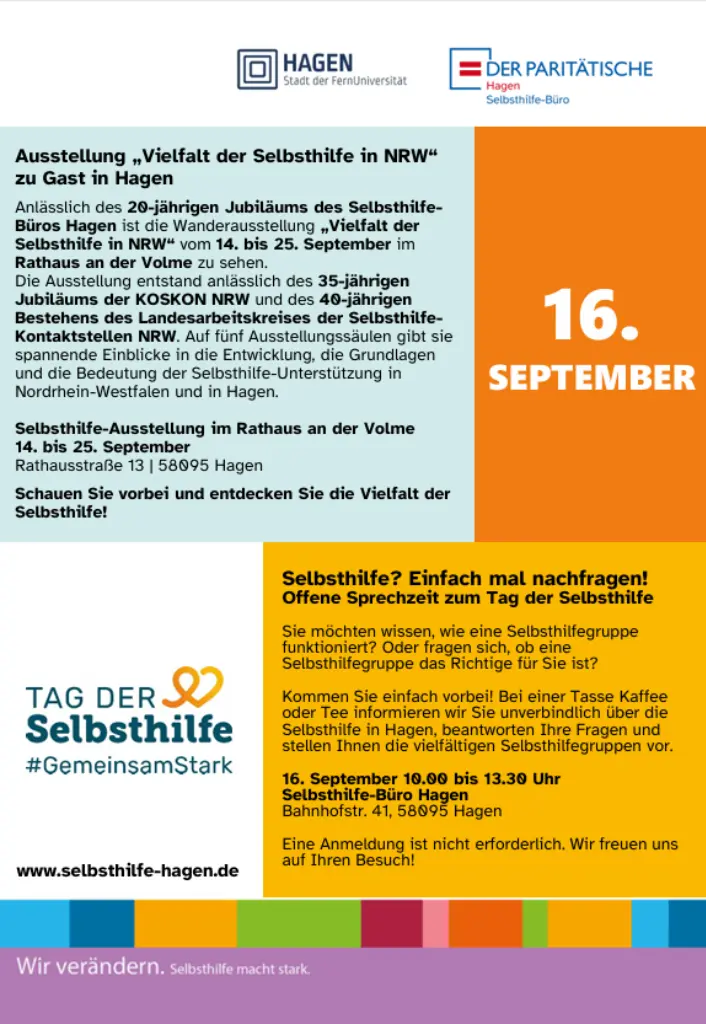 Bundesweiter Tag der Selbsthilfe