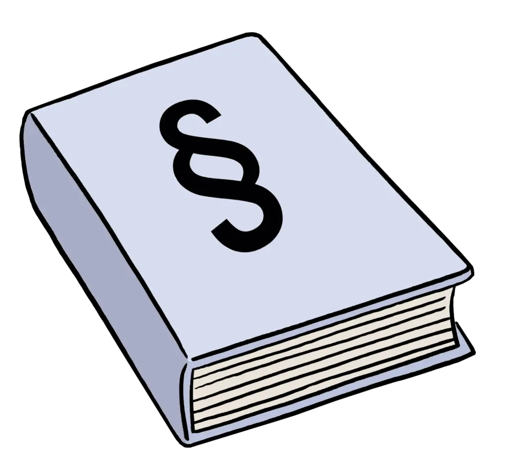 Ein dickes Gesetzbuch mit einem Paragraphen-Symbol.