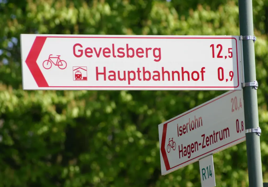 Foto: Die Beschilderung des Radwegnetzes in Hagen bis nach Gevelsberg.