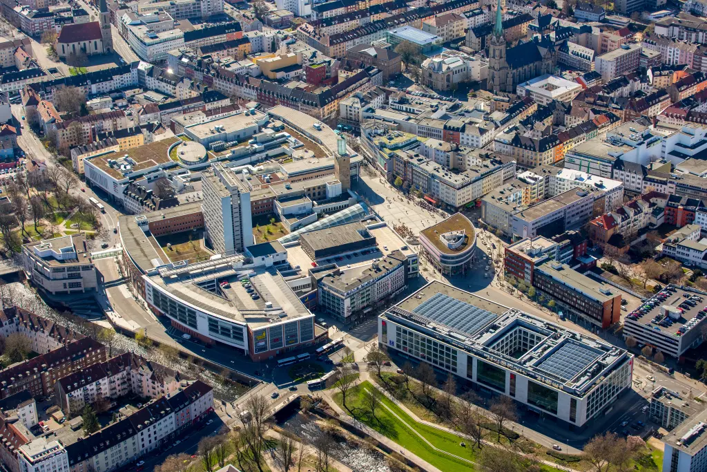 Foto: Die Hagener Innenstadt aus der Vogelperspektive.