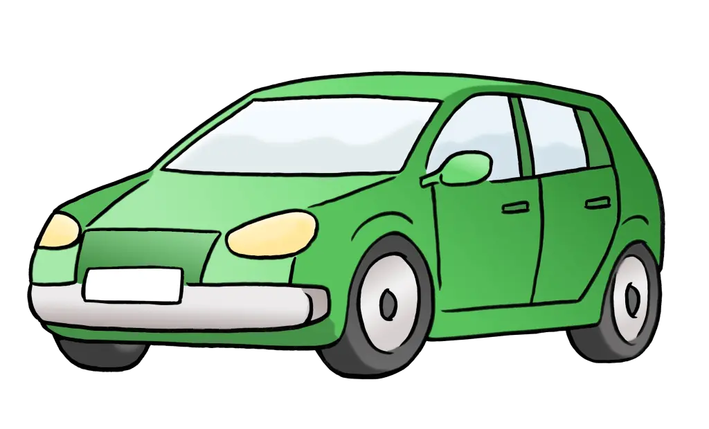 Ein grünes Auto.