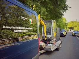 Die Schälker Landstraße musste aufgrund der Sprengung kurzfristig gesperrt werden. (Foto: Stadt Hagen)