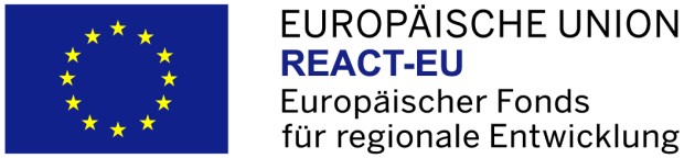 Aufkleber des REACT-EU-Förderprogramms auf den Notebooks