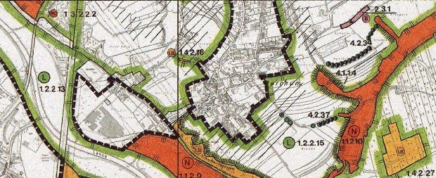Ausschnitt des Landschaftsplans Hagen mit verschiedenen Schutzfestsetzungen. Ausschnitt des Landschaftsplans Hagen mit verschiedenen Schutzfestsetzungen.