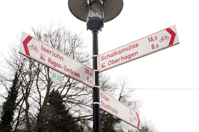 Auch mit dem Rad fällt die Orientierung leicht. (Foto: Michael Kaub/Stadt Hagen) Auch mit dem Rad fällt die Orientierung leicht. (Foto: Michael Kaub/Stadt Hagen)