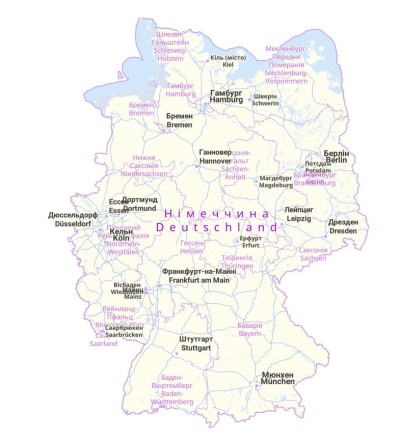 Ansicht der ukrainisch-deutschen Webkarte. (Foto: AdV, Smart Mapping | Datenquellen: @GeoBasis-DE)